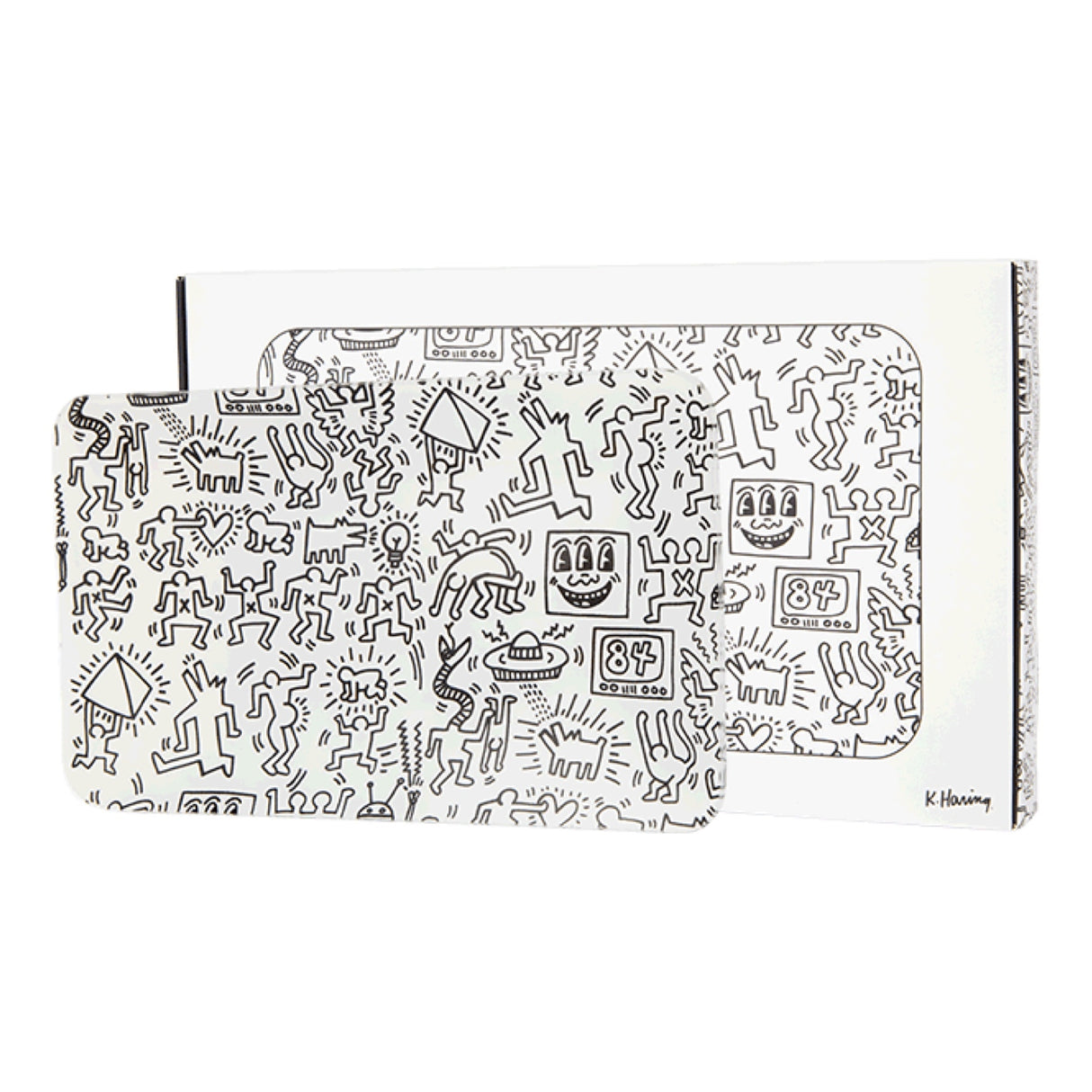 K. Haring Glass Rolling Tray - Black & White