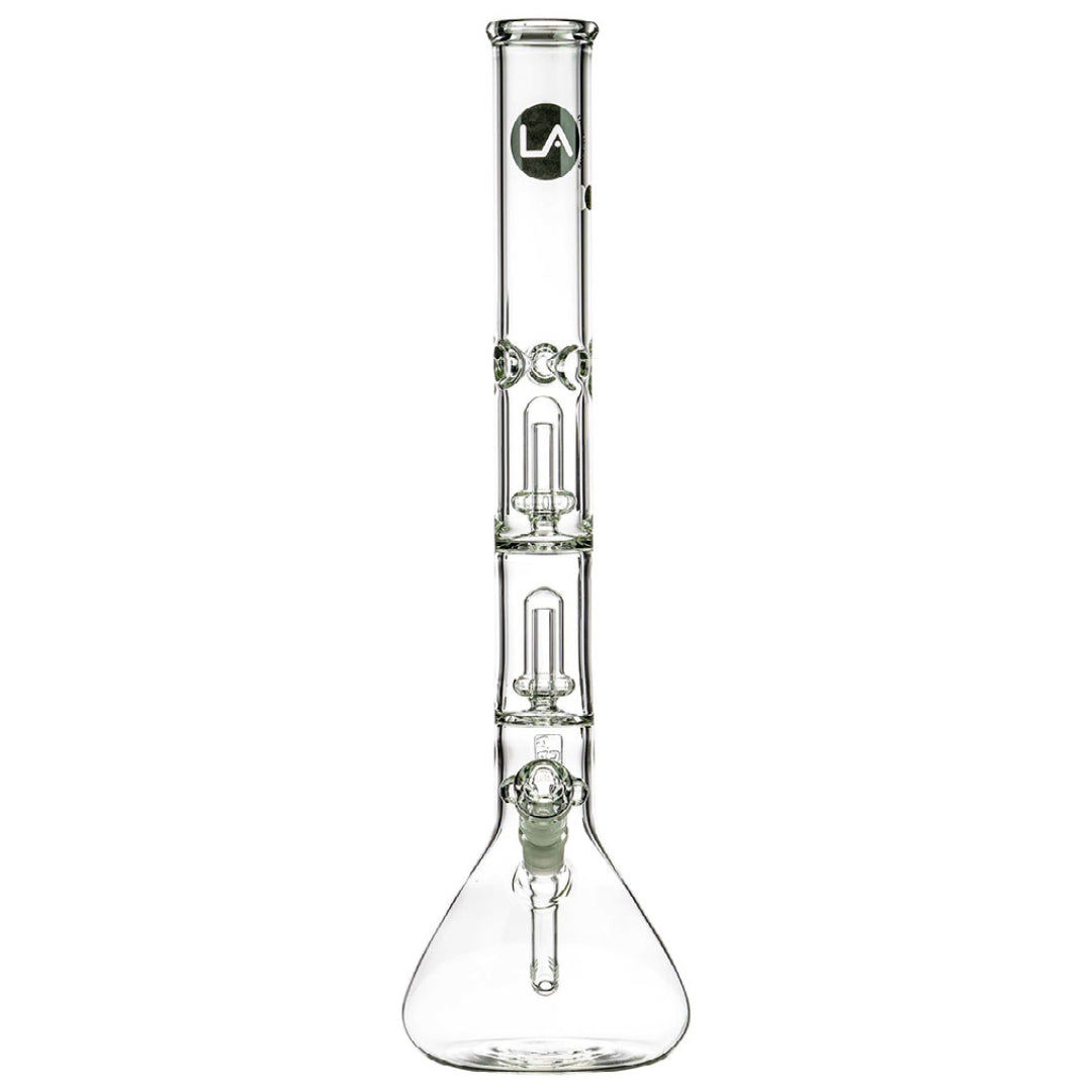 LA Pipes 20” 5mm Thick Double Showerhead Perc Beaker Bong