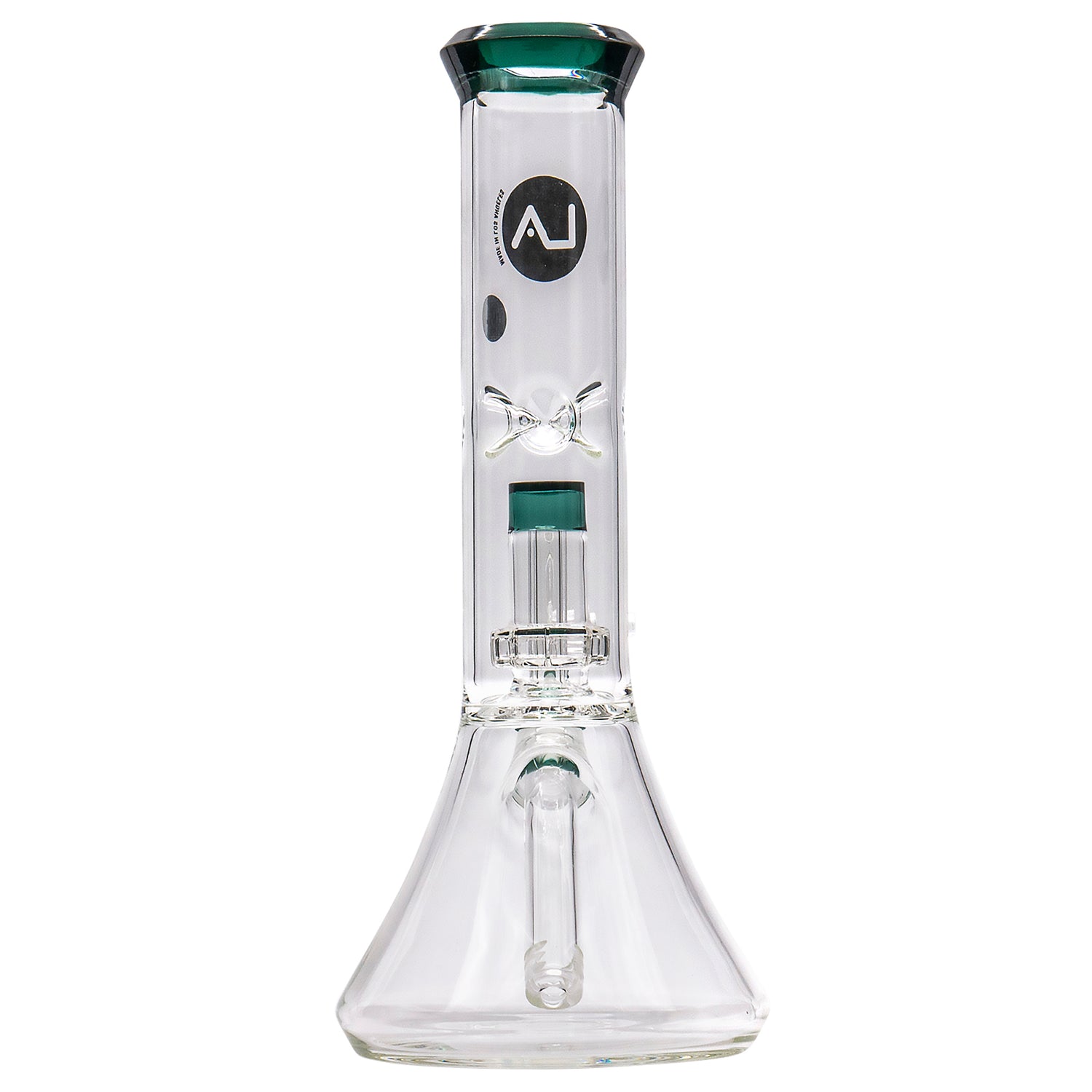 LA Pipes 11” Color Accented Showerhead Perc Beaker Bong