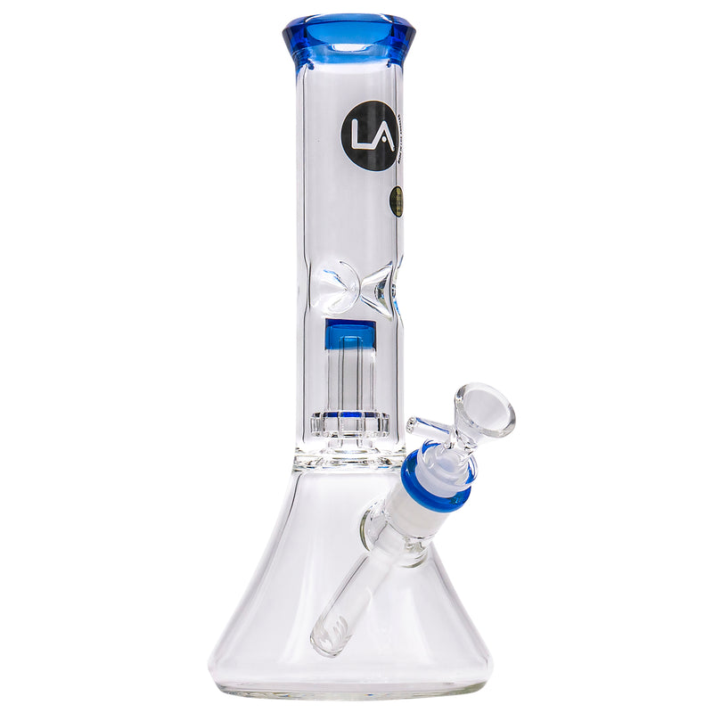 LA Pipes 11” Color Accented Showerhead Perc Beaker Bong