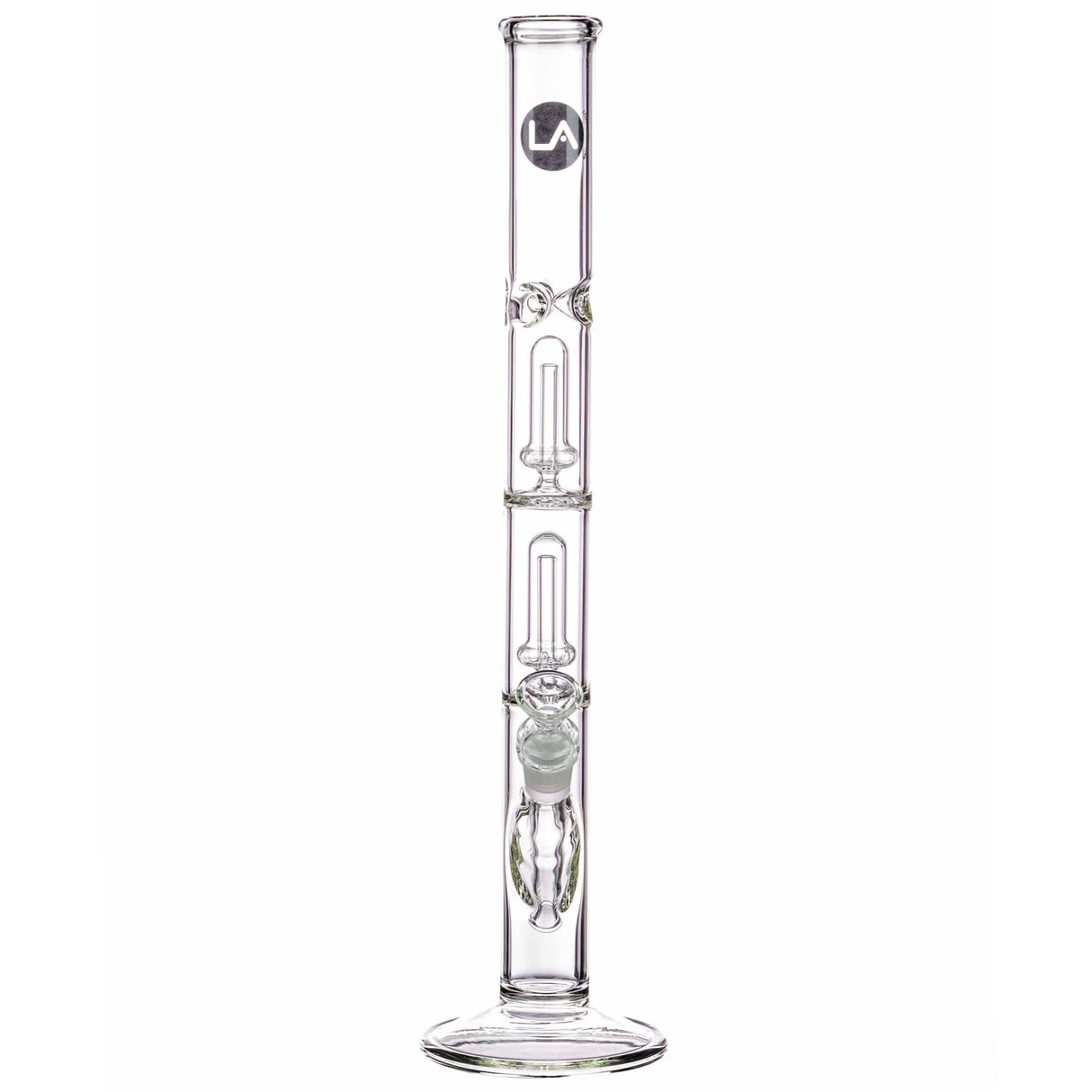 LA Pipes 14” Double Showerhead Perc Straight Tube Bong