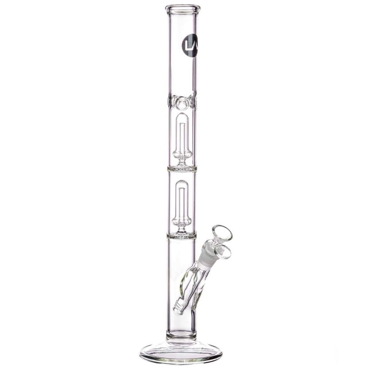 LA Pipes 14” Double Showerhead Perc Straight Tube Bong