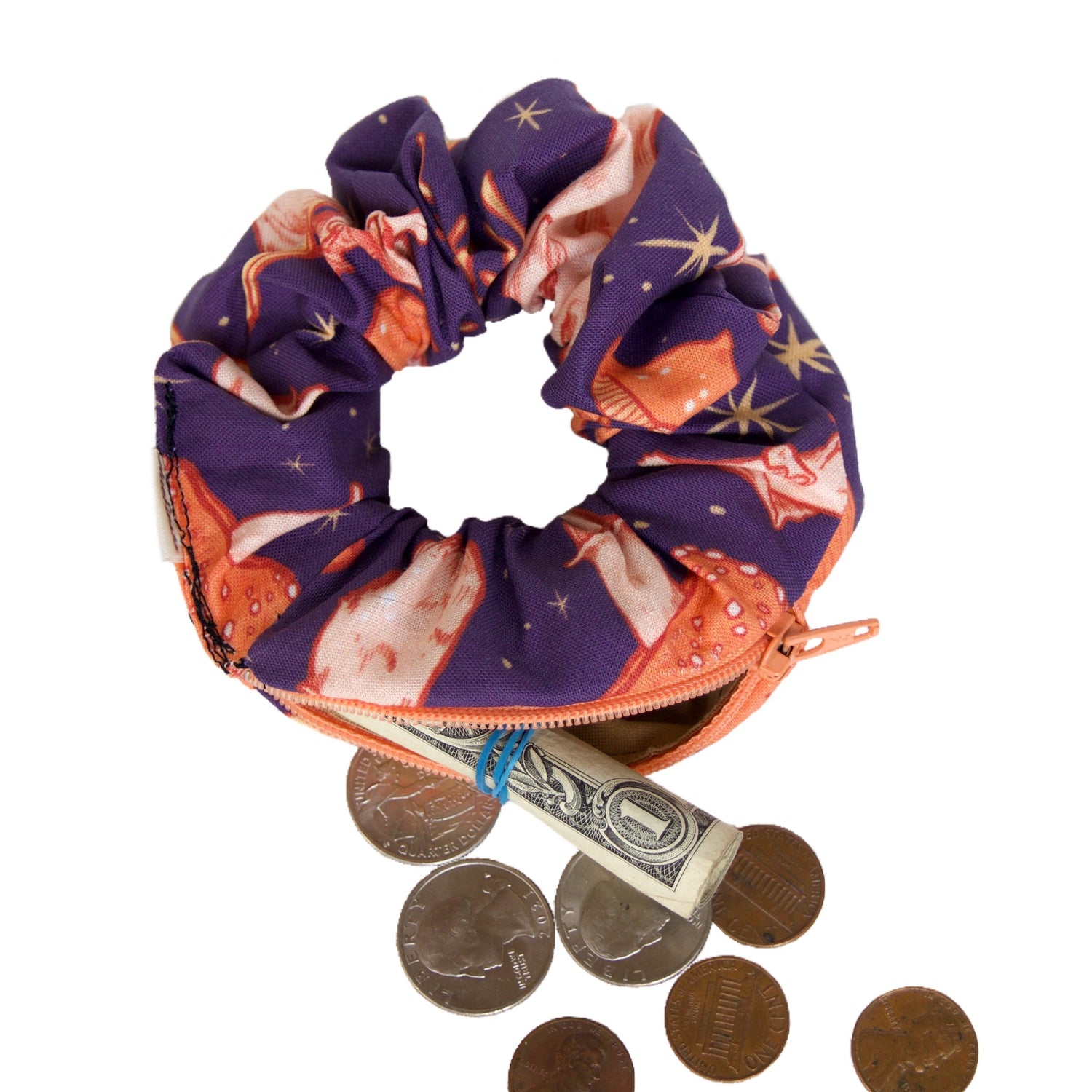 Blue Fiesta “Magical Mushrooms” Stash Pocket Scrunchie