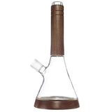 a glass flask with a wooden stopper