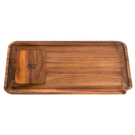 a wooden cutting board with a wooden handle