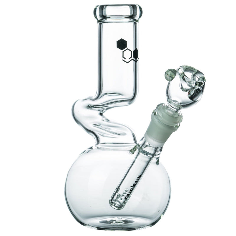 Nucleus 8” Clear Glass Zong Neck Bubble Beaker Bong 
