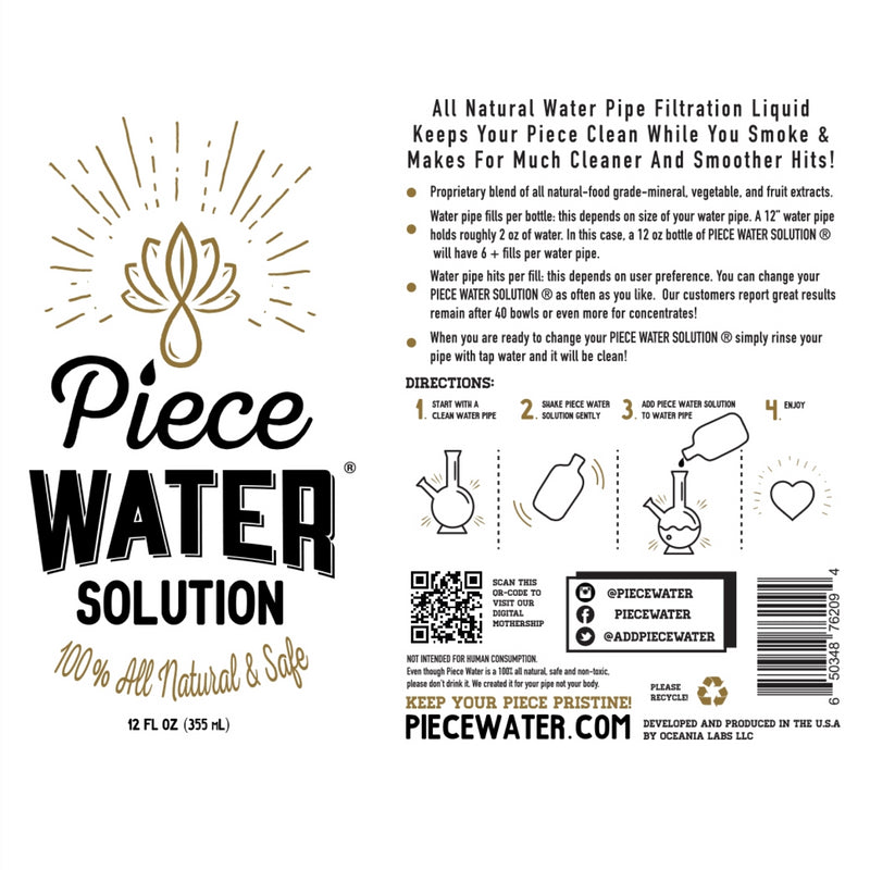 Piece Water® Solution: All-Natural Bong Water Alternative