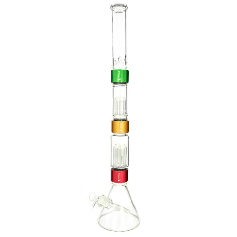 Prism Pipes Rasta Double Tree Perc Beaker Bong