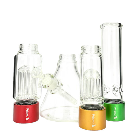 Prism Pipes Rasta Double Tree Perc Beaker Bong