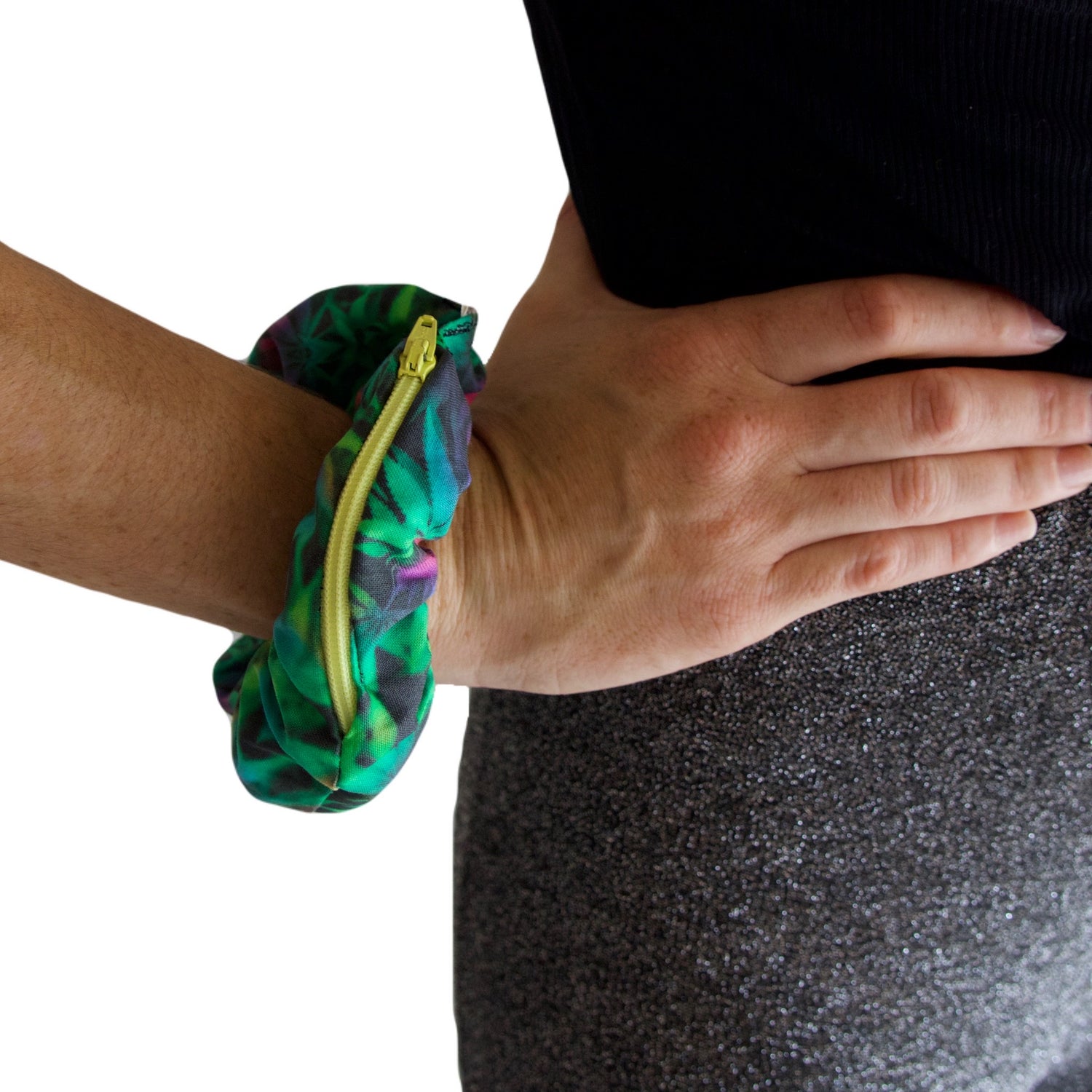 Blue Fiesta “Psychedelic Weed Leaf” Stash Pocket Scrunchie