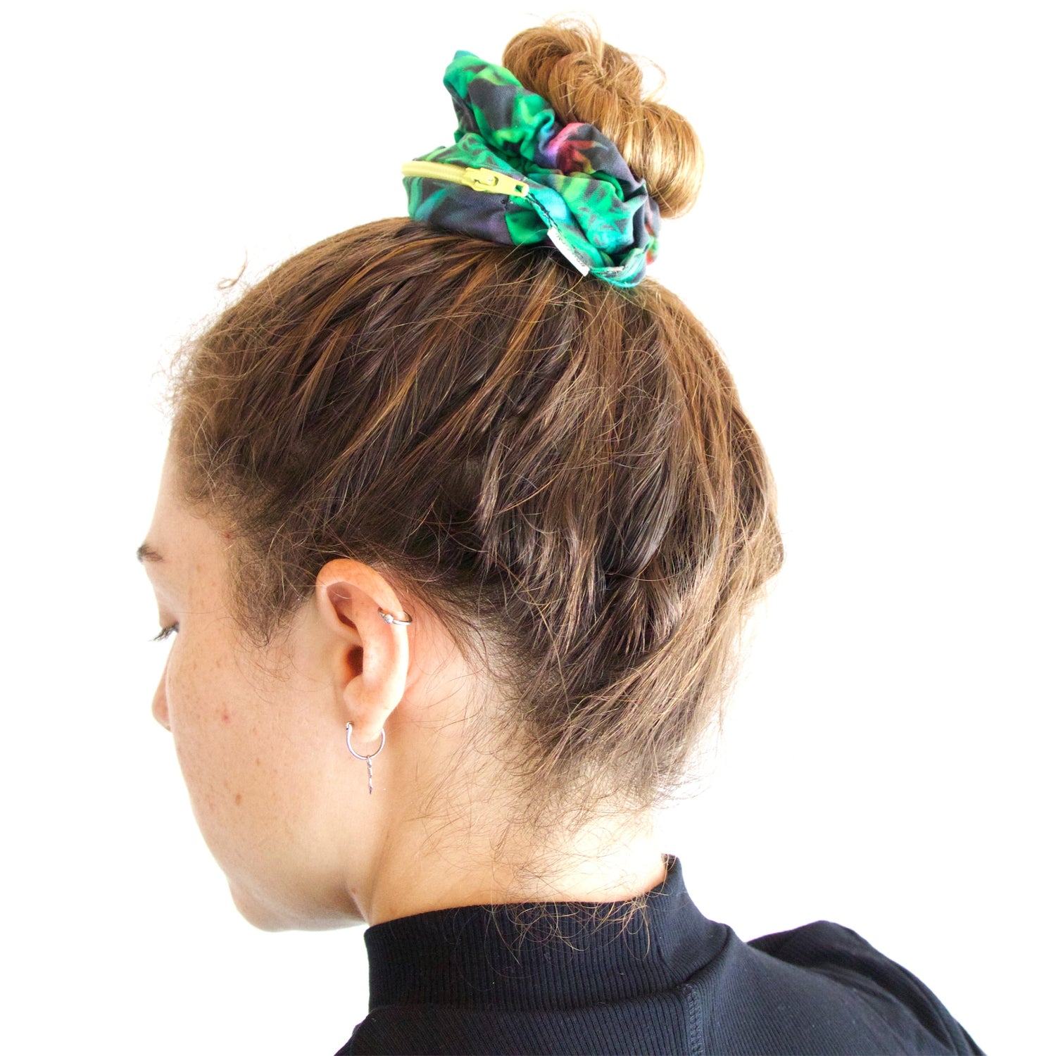 Blue Fiesta “Psychedelic Weed Leaf” Stash Pocket Scrunchie