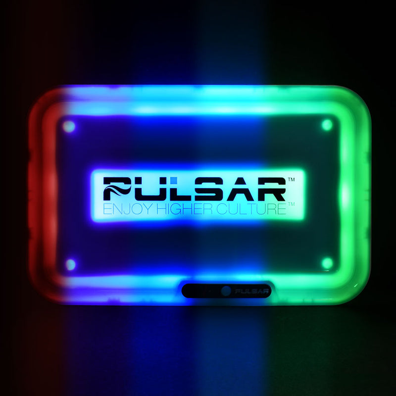 Pulsar LED Rolling Tray Pulsar Logo Blue Lights