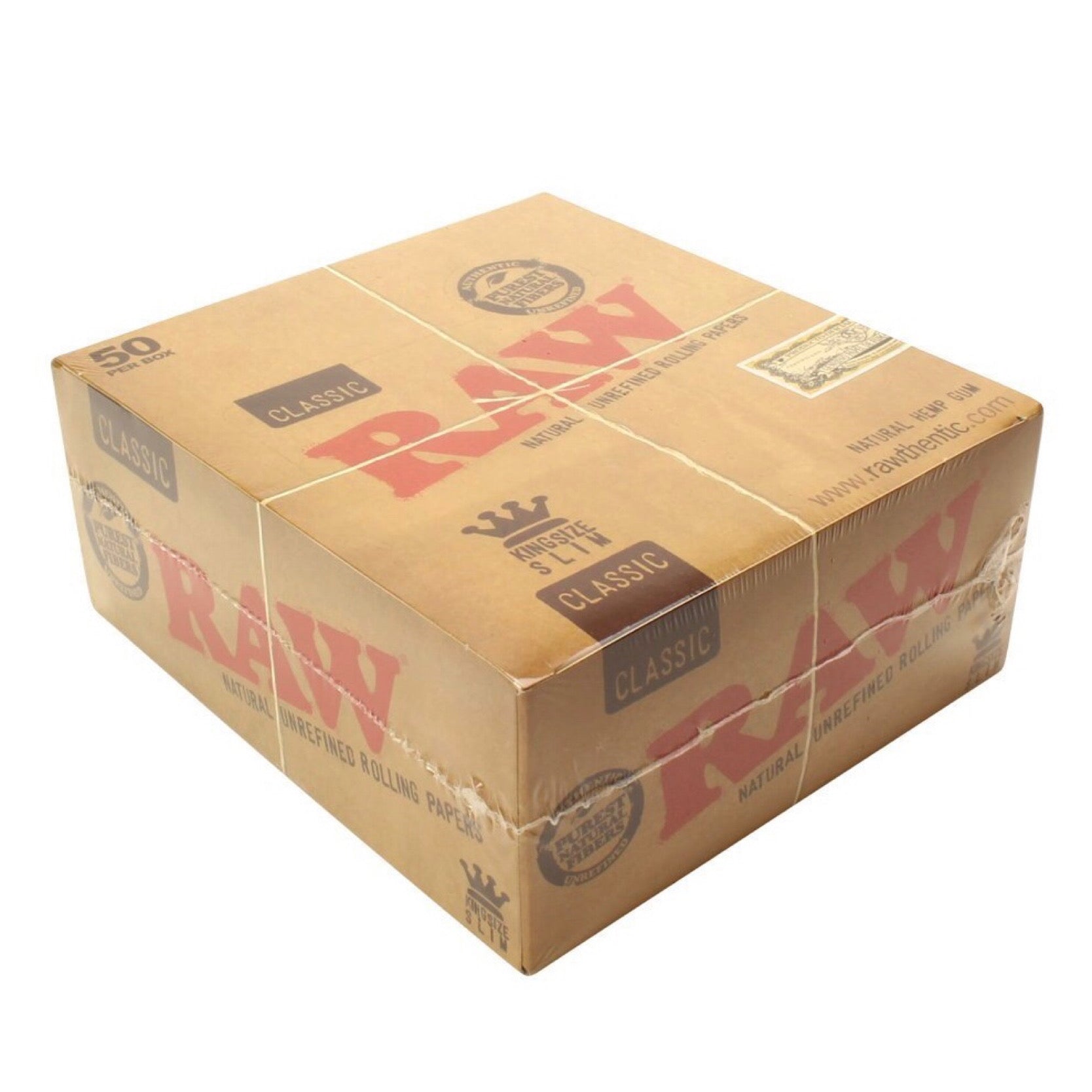 RAW Classic King Size Slim Zigarettenpapier – 50 Packungen à 32 Blatt, 110x44 Mm, Ungebleicht