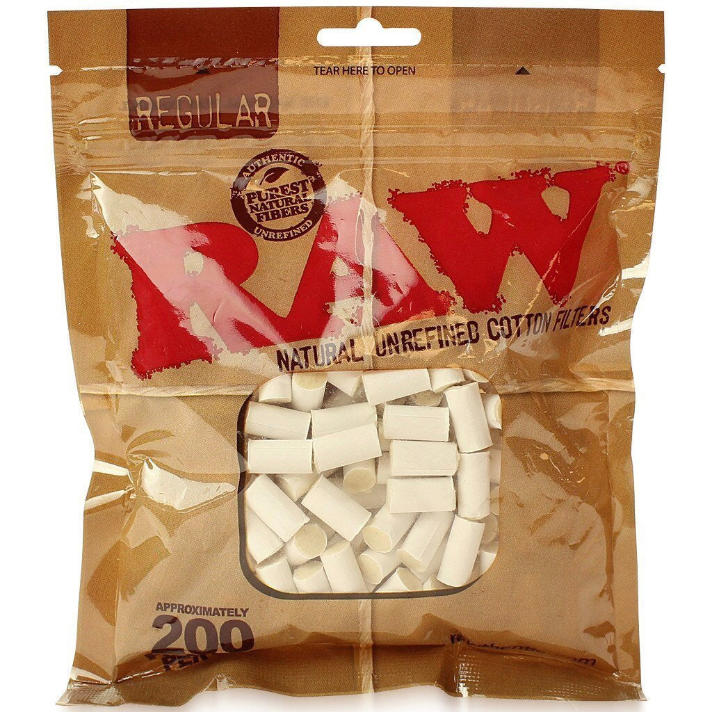 Raw® Natural Unrefined Regular Cotton Filters (200-Pack) 