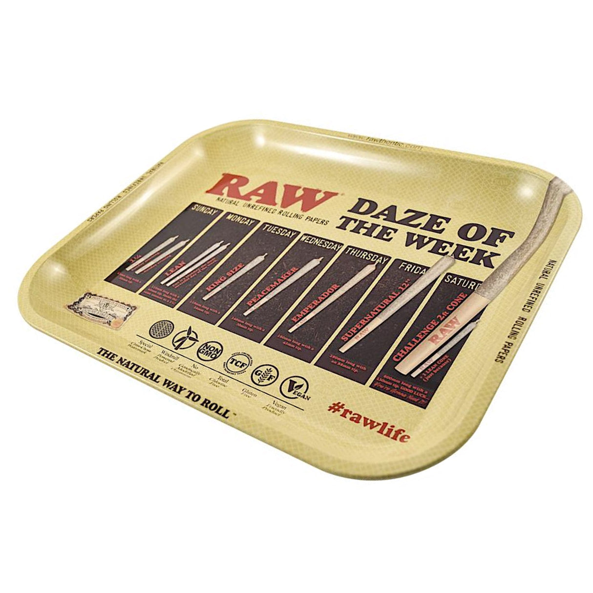 Raw® Daze Of The Week Large Metal Rolling Tray (14" x 11") 