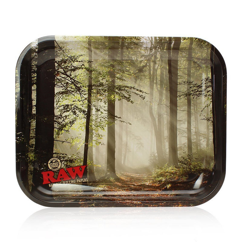 Raw® Smokey Forest Trees Large Metal Rolling Tray (14" x 11") 