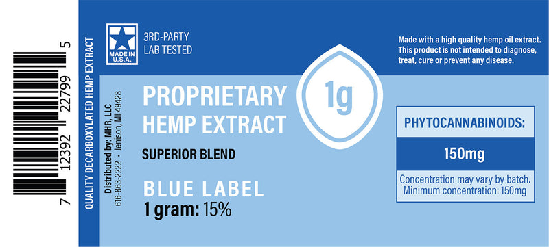 Made by Hemp Blue Label CBD Oil Extract (150 mg CBD) 🍯💦💨 