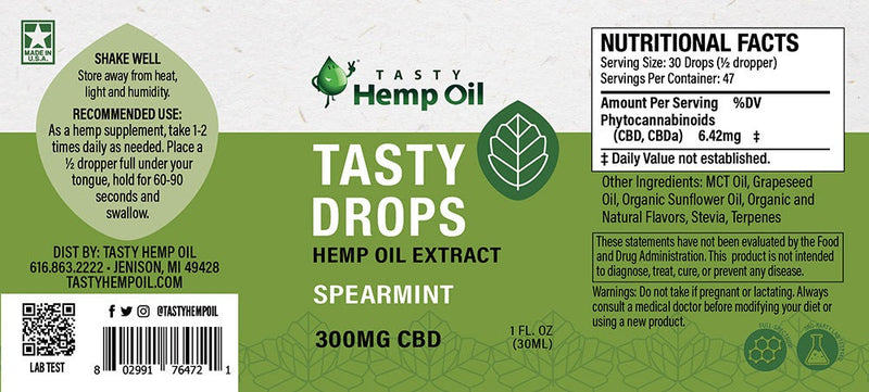Tasty Drops Hemp Oil Tincture (1oz, 300mg CBD) 💦 