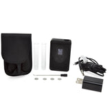 an electronic device with a case and accessories