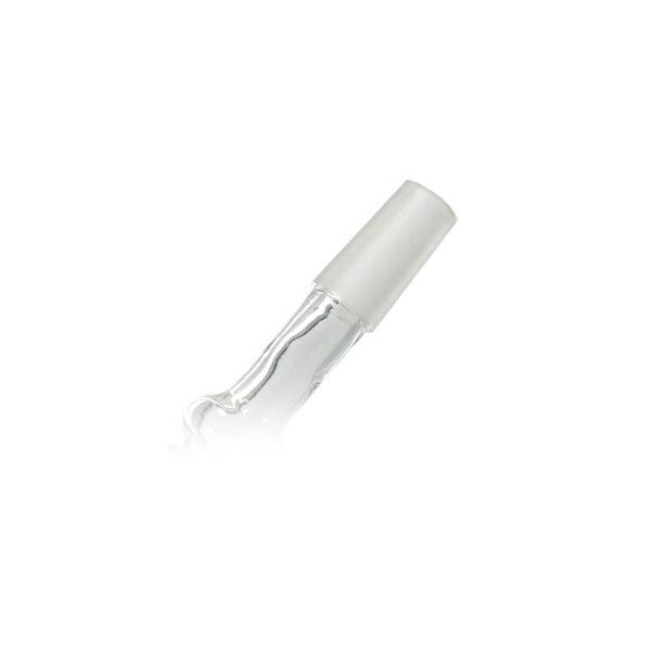 a glass pipe with a white top on a white background