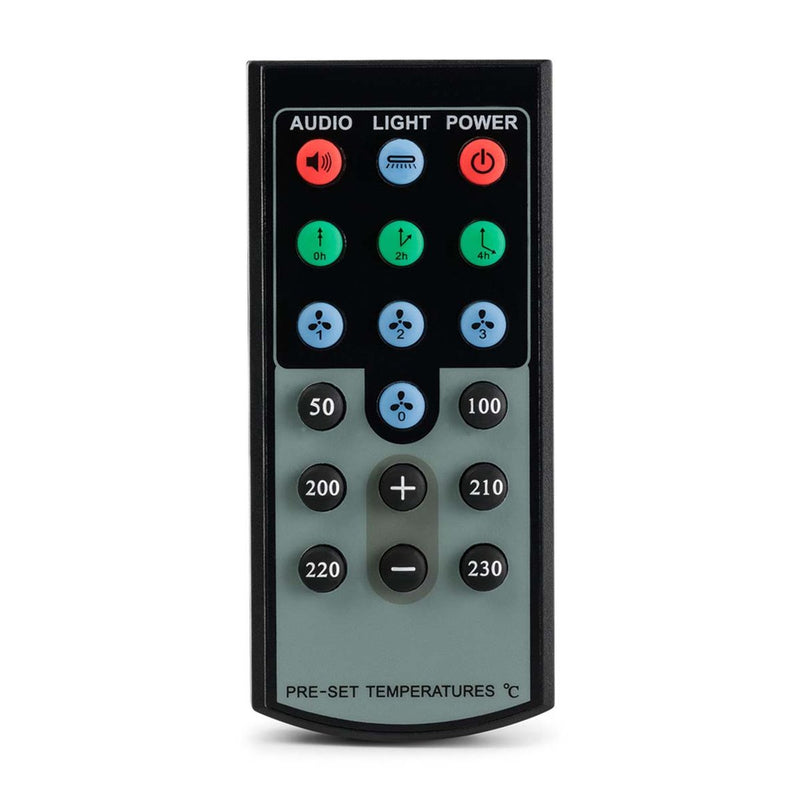 a remote control that is on a white surface